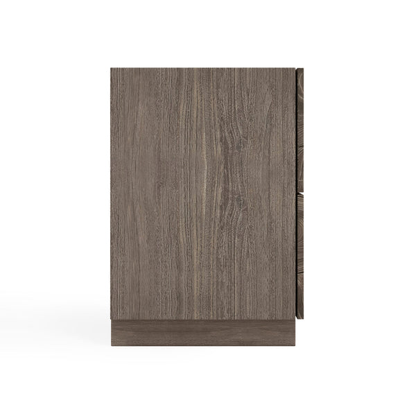 Bernhardt Bernhardt Calavaras Nightstand In Smoked Truffle Teak Veneer – Minimalist Rustic Modern Storage, 32"W 347236