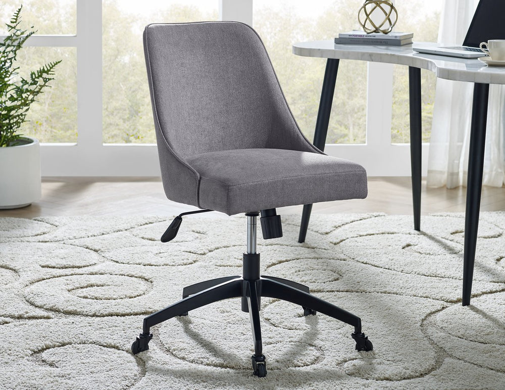 English Elm Steve Silver - Kinsley Swivel Upholstered Desk Chair in Dark Gray Tweed Fabric — Mid-Century Tilt, 360° Swivel, Casters B081P157105