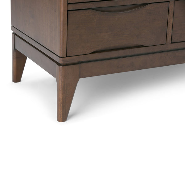 English Elm Harper 48" Solid Hardwood Mid-Century Storage Cabinet with Sliding Doors, Drawers, Eco Finish Dark Brown B136P158165