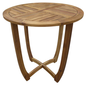 English Elm Hermosa Outdoor Round Acacia Wood Bistro Table Slatted Hardwood Patio Accent 57522.00
