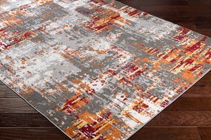 Livabliss Rafetus Machine Woven Polypropylene Geometric Area Rug for Entryways and Hallways Orange, Burgand 2' x 2'11" ETS2305-23