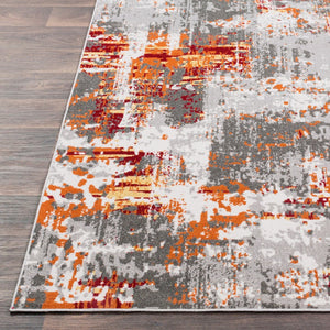 Livabliss Rafetus Machine Woven Polypropylene Geometric Area Rug for Entryways and Hallways Orange, Burgand 2' x 2'11" ETS2305-23