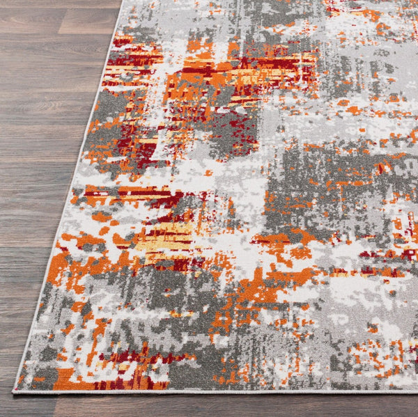 Livabliss Rafetus Machine Woven Polypropylene Geometric Area Rug for Entryways and Hallways Orange, Burgand 2' x 2'11" ETS2305-23