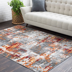 Livabliss Rafetus Machine Woven Polypropylene Geometric Area Rug for Entryways and Hallways Orange, Burgand 2' x 2'11" ETS2305-23
