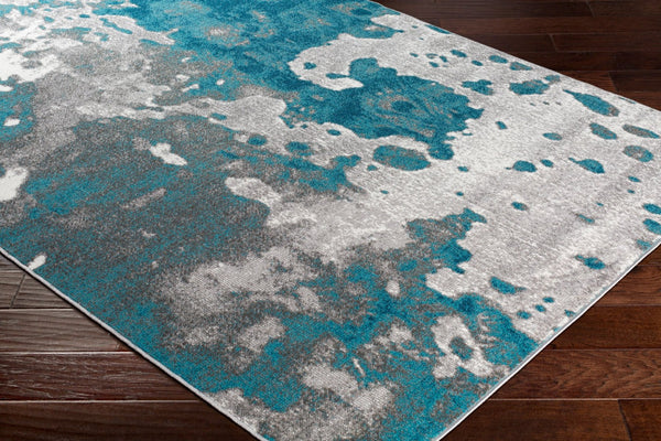 Livabliss Rafetus Geometric Machine Woven Polypropylene Accent Rug for Modern Entryways and Cozy Nooks Teal, Deep Teal 2' x 2'11" ETS2324-23