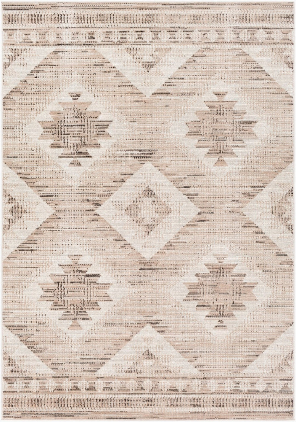 Livabliss Rafetus Arts and Crafts Polypropylene Area Rug Low Pile Entryway Accent Piece Tan, Black 5'3" x 7'7" ETS2341-5376