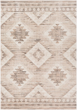 Livabliss Rafetus Arts and Crafts Polypropylene Area Rug Low Pile Entryway Accent Piece Tan, Black 5'3" x 7'7" ETS2341-5376