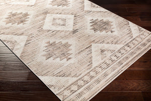 Livabliss Rafetus Arts and Crafts Polypropylene Area Rug Low Pile Entryway Accent Piece Tan, Black 7'10" x 10'2" ETS2341-710103