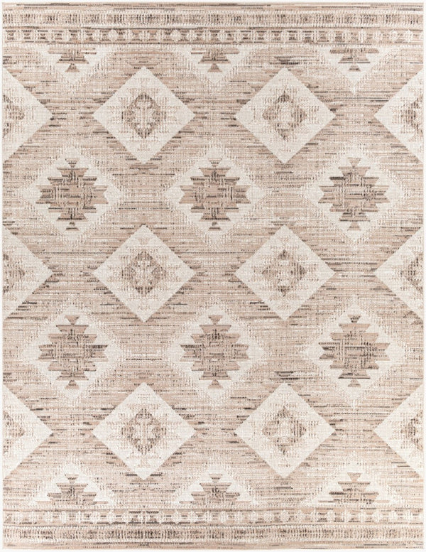 Livabliss Rafetus Arts and Crafts Polypropylene Area Rug Low Pile Entryway Accent Piece Tan, Black 7'10" x 10'2" ETS2341-710103