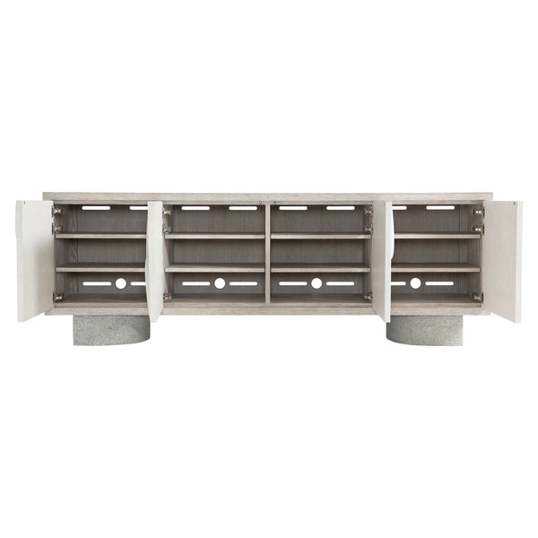 Bernhardt Bernhardt Flaxen Lunula Entertainment Credenza With Textured Cast-Resin Doors, Concrete Bases, Ample Storage 309880