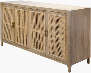 Livabliss Etewah Handcrafted Rattan Wood Sideboard Wide Bohemian Storage for Dining Entryway ETW-002