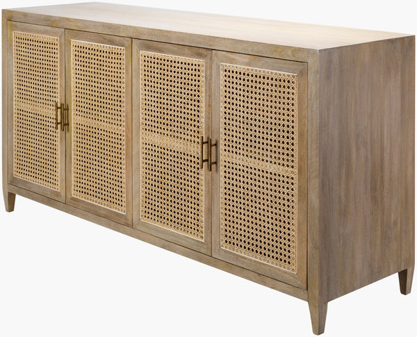 Livabliss Etewah Handcrafted Rattan Wood Sideboard Wide Bohemian Storage for Dining Entryway ETW-002