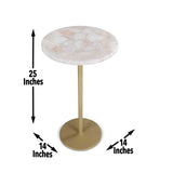 Steve Silver Rosie Rose Quartz Chairside Table in Beige & Gold