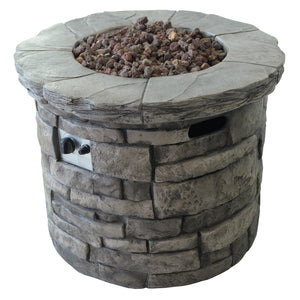 English Elm 30" Round Mgo Gas Fire Pit 40000 Btu Outdoor Patio Sculptural Matte Gray Finish 61099.00-40K
