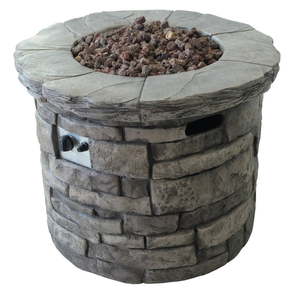 English Elm 30" Round Mgo Gas Fire Pit 40000 Btu Outdoor Patio Sculptural Matte Gray Finish 61099.00-40K