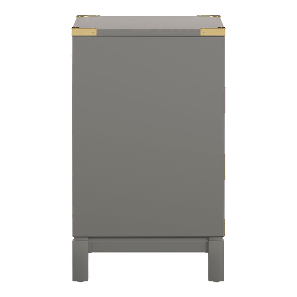 Homelegance By Top-Line Jameson 3-Drawer Gold Accent Nightstand Grey Wood