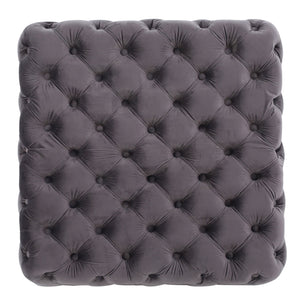 English Elm Ottoman Square Velvet Button Tufted Diamond Stitch Glam Footrest for Living Room 58948.00GRY