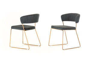 VIG Furniture Ashland Grey Upholstered Dining Chairs Set Of 2 With Rose Gold Stainless Frame — Modern Comfort & Durability VGEUMC-8349CH-G-GRY