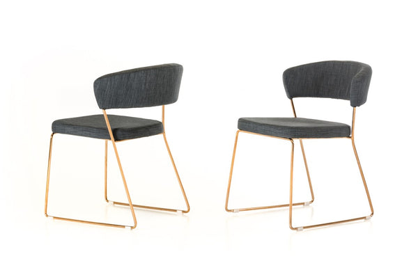 VIG Furniture Ashland Grey Upholstered Dining Chairs Set Of 2 With Rose Gold Stainless Frame — Modern Comfort & Durability VGEUMC-8349CH-G-GRY