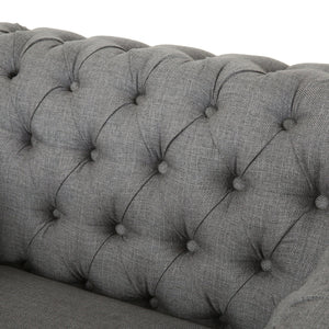 English Elm Christopher Knight Home® - Chesterfield Velvet Club Chair with Birch Wood Legs — Luxurious Textures, Deep Comfort, Elegant Accent Seating DARK GREY 34.75 L x 34 W x 24.75 H 66583.00FDGRY