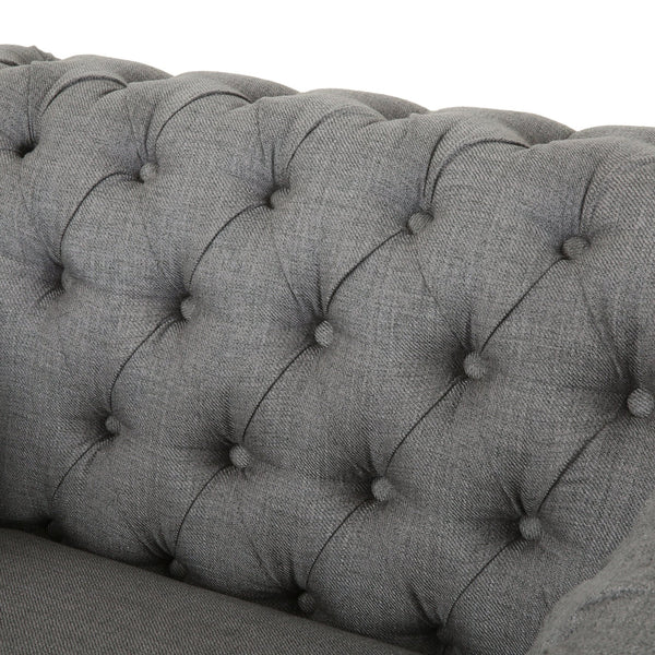 English Elm Christopher Knight Home® - Chesterfield Velvet Club Chair with Birch Wood Legs — Luxurious Textures, Deep Comfort, Elegant Accent Seating DARK GREY 34.75 L x 34 W x 24.75 H 66583.00FDGRY