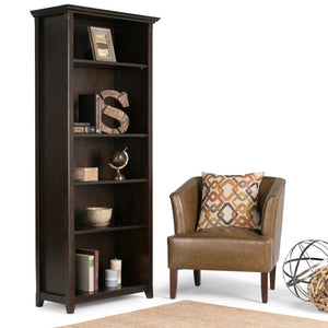 English Elm Amherst 30-Inch Solid Wood Bookcase In Hickory Brown - Elegant 5-Shelf Design For Versatile Storage B136P159428