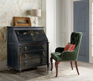 Hooker Furniture Charleston Black Cherry Secretary With Handpainted Drop-Front, Leather Writing Surface, Storage 6750-10309-97