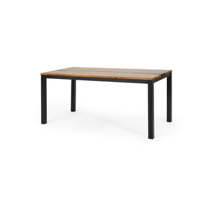 English Elm Lindsey Acacia Wood and Steel Dining Table Seats Six with Slatted Industrial Design 71985.00