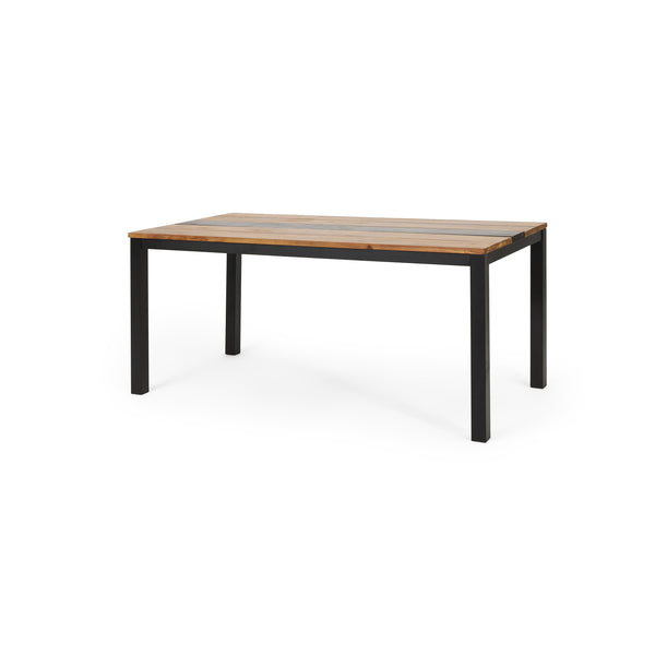 English Elm Lindsey Acacia Wood and Steel Dining Table Seats Six with Slatted Industrial Design 71985.00