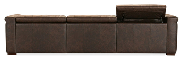 Hooker Furniture Savion Luxe Chesterfield 3-Seat Leather Sofa With Power Recliners, Headrests & Copper Nail Trim 43.00 L x 126.00W x 28.75H SS435-3PC3-089