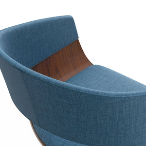 English Elm Lowell Adjustable Swivel Bar Stool - Mid-Century Modern Design In Blue Linen For Kitchen & Bar B136P158831