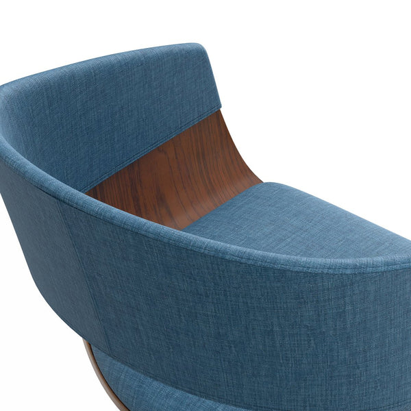 English Elm Lowell Adjustable Swivel Bar Stool - Mid-Century Modern Design In Blue Linen For Kitchen & Bar B136P158831