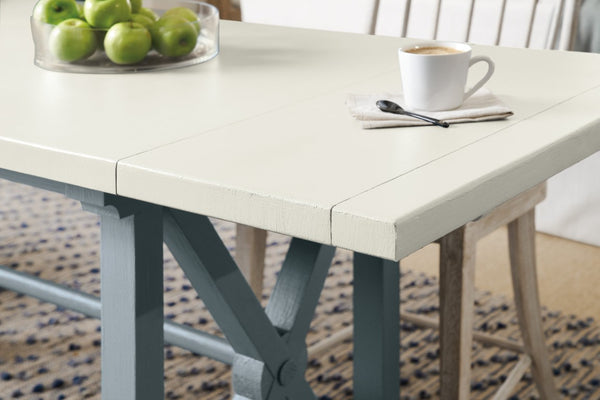 Hooker Furniture Serenity Friendship Table With Sandblasted Oak Top & Seaspray X-Base, Counter-Height W/ 2 Leaves (88") 6350-75206-46