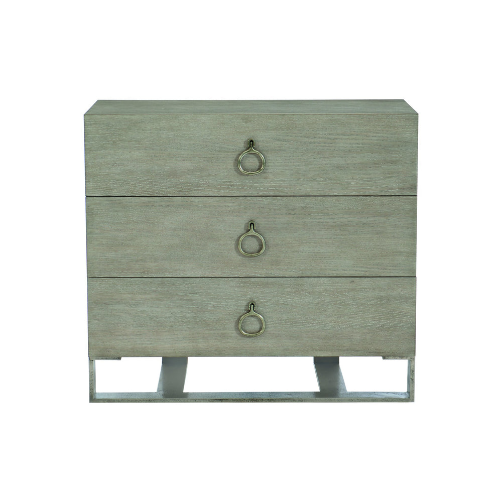 Bernhardt Bernhardt Linea Nightstand With Cerused Greige Oak, 3 Drawers, Textured Graphite Hardware, Rustic Modern Elegance 384232G