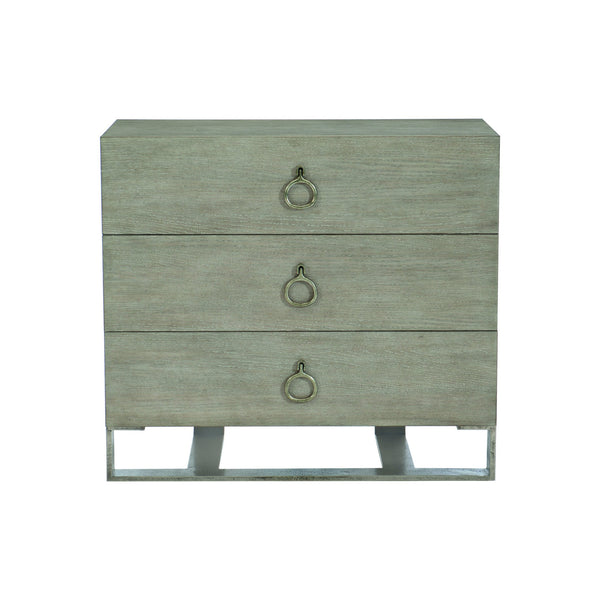 Bernhardt Bernhardt Linea Nightstand With Cerused Greige Oak, 3 Drawers, Textured Graphite Hardware, Rustic Modern Elegance 384232G