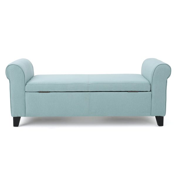English Elm Hayes Upholstered Storage Bench with Rolled Arms for Entryway Bedroom or Living Room 57735.00LBL