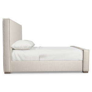 Bernhardt Bernhardt Tribeca Panel Bed Queen — Upholstered Headboard, Double-Welt Detail, Aurum Oak Feet, Durable Fabric K1995