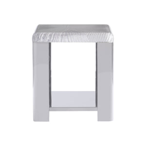 Bernhardt Bernhardt Sculptural Aura Side Table With Carved Acrylic Top & Polished Stainless Shelf – Luxe Accent 316111