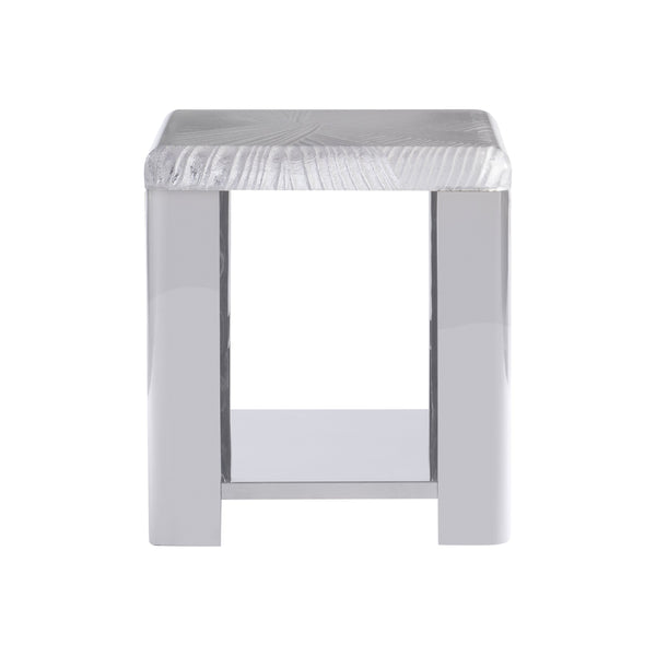 Bernhardt Bernhardt Sculptural Aura Side Table With Carved Acrylic Top & Polished Stainless Shelf – Luxe Accent 316111