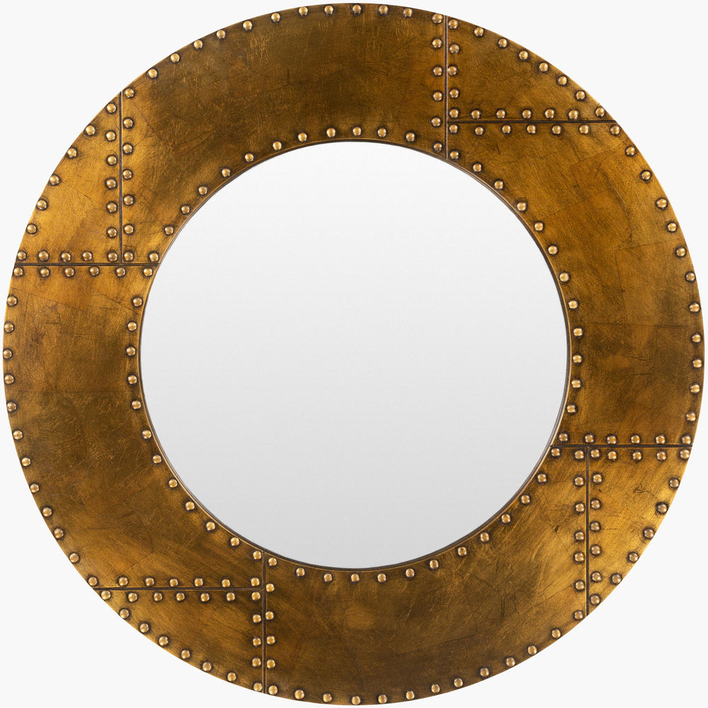 Surya Eunice Rustic 19" Vertical Mirror - Charming Metal & Wood Design For Vanity, Entryway, Or Decor Frame, Gold Iron Eun001-321