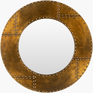 Surya Eunice Rustic 19" Vertical Mirror - Charming Metal & Wood Design For Vanity, Entryway, Or Decor Frame, Gold Iron Eun001-321