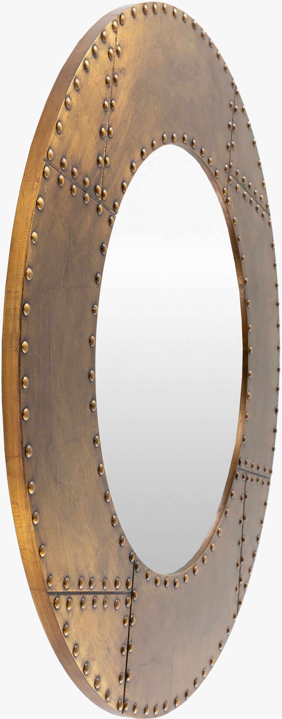 Surya Eunice Rustic 19" Vertical Mirror - Charming Metal & Wood Design For Vanity, Entryway, Or Decor Frame, Gold Iron Eun001-321