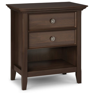 English Elm Amherst Bedside Table - Handcrafted Natural Aged Brown With Drawers & Open Shelf For Versatility B136P158368