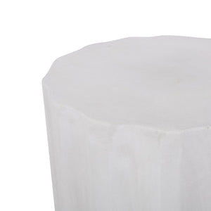 English Elm Outdoor Fluted Concrete Side Table Sculptural Wave Top Patio or Sunroom Accent 73434.00