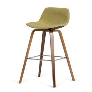 English Elm Randolph Mid-Century Modern Bentwood Bar Stools Set Of 2 - Stylish Green Upholstered Seating B136P159461-GIGA