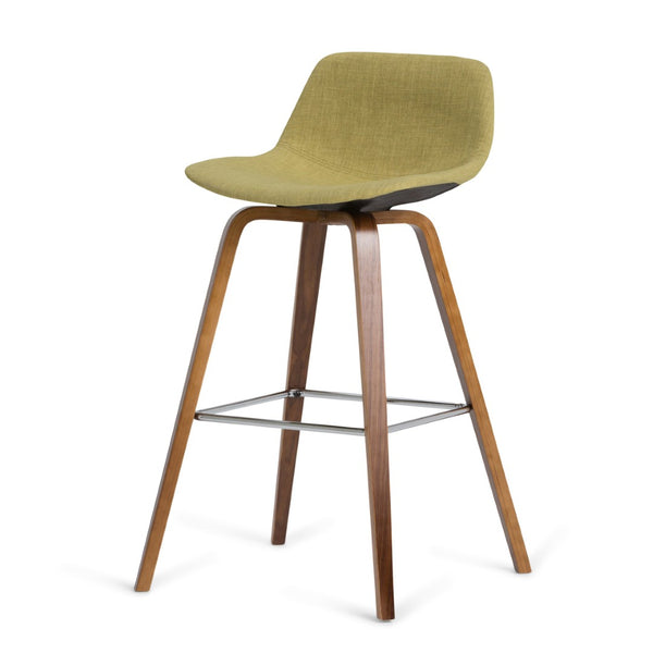 English Elm Randolph Mid-Century Modern Bentwood Bar Stools Set Of 2 - Stylish Green Upholstered Seating B136P159461-GIGA