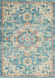 Nourison Passion PSN25 Machine Made Power-loomed Ornamental Border Indoor Only Bohemian Vintage Rug Ivory,Light Blue, Ivory,Light Blue 100% Polypropylene 99446748003