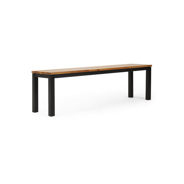 English Elm Lindsey Outdoor Acacia Wood Slat Bench with Metal Base for Patio and Garden Spaces 71986.00