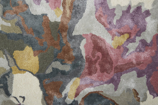 Feizy Rugs Dafney Hand-tufted Floral & Botanical Rug - Whimsical Watercolor Design In Vivid Colors For Elegance Purple,Pink,Green Viscose,Wool Dfy8864fmlt000h00