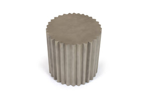 VIG Furniture Evadale Concrete End Table — Modern Ribbed Cylindrical Accent, Dark Grey, Weather-Resistant Durable VGGR-685156-GRY
